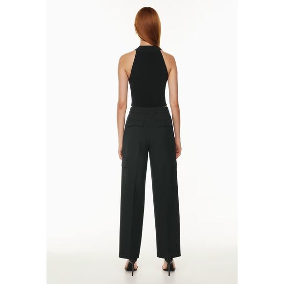 Babaton Aritzia Sculpt Knit Mockneck Halter Top Sz Small Black Ribbed Minimalist - Picture 3 of 16